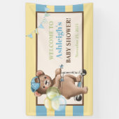 スクーターのテディベアストライプのベイビーシャワー 横断幕 (縦)