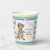 スクーターのテディベアストライプのベイビーシャワー 紙コップ (裏面)