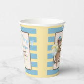 スクーターのテディベアストライプのベイビーシャワー 紙コップ (右)