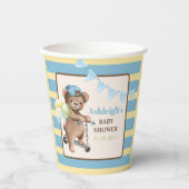スクーターのテディベアストライプのベイビーシャワー 紙コップ (正面)