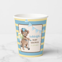 スクーターのテディベアストライプのベイビーシャワー 紙コップ