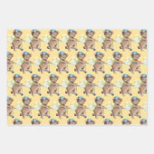 スクーターのテディベアストライプの,風船 ラッピングペーパーシート (正面)