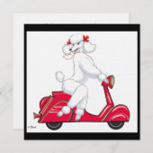 スクーターのホワイトプードル 招待状 (正面/裏面)