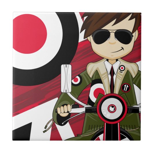 スクーターのレトロのモダン タイル (正面)