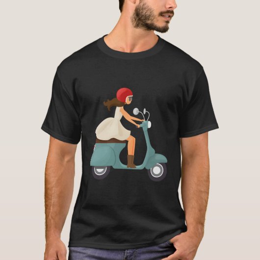 スクーターの女の子 Tシャツ (正面)