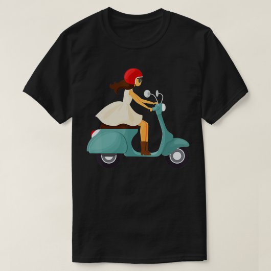 スクーターの女の子 Tシャツ (デザイン正面)