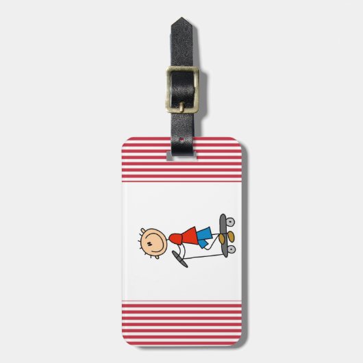 スクーターの棒の姿の男の子 ラゲッジタグ (正面縦)