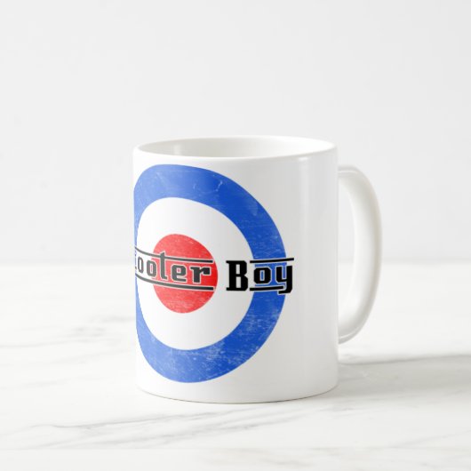 スクーターの男の子のLambrettaのマグ コーヒーマグカップ (正面右)