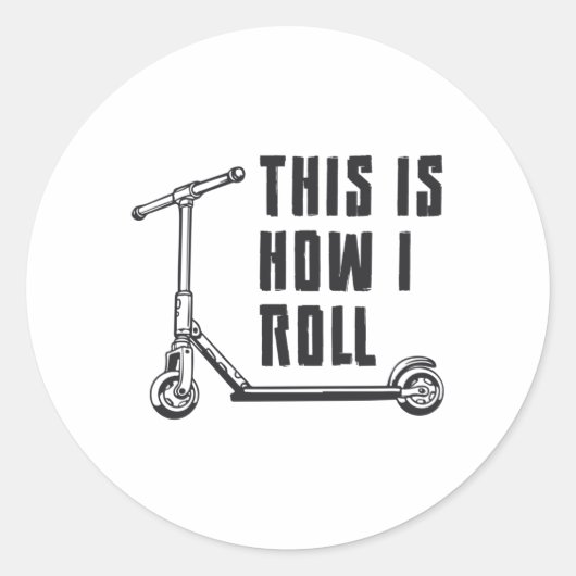 スクーターの運転私がスタント転がする方法おもしろい ラウンドシール (正面)