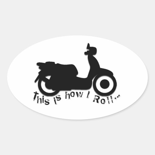 スクーターまたはE-Bike – 私はこのやり方で転がす! 楕円形シール (正面)