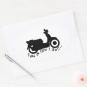 スクーターまたはE-Bike – 私はこのやり方で転がす! 楕円形シール (封筒)