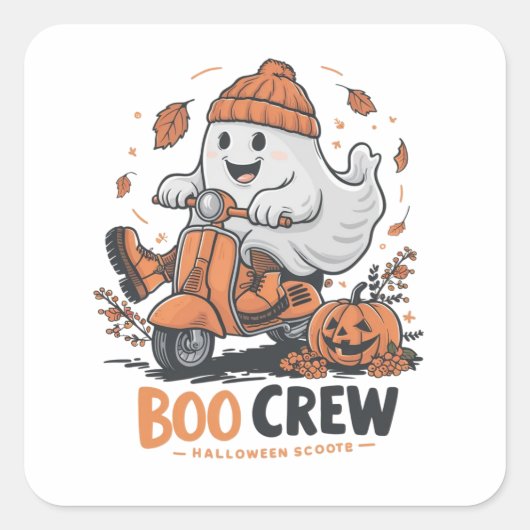 スクーターよくはしゃぐに乗る幽霊 スクエアシール (正面)
