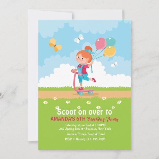 スクーターガールパーティの招待状 招待状 (正面)