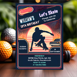 スクータージャンプゾーンスケートボード付き13誕生日 招待状