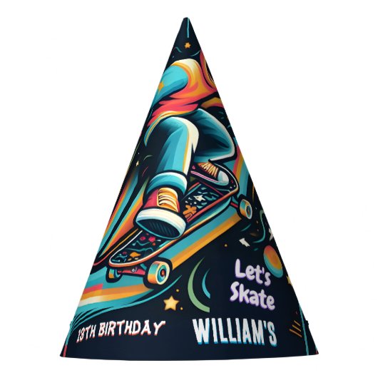 スクータージャンプゾーンスケートボード13誕生日 パーティーハット (正面)