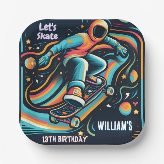 スクータージャンプゾーンスケートボード13誕生日 ペーパープレート (正面)