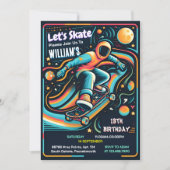 スクータージャンプゾーンスケートボード13誕生日 招待状 (正面)