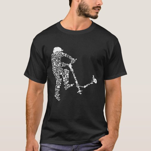 スクータースタントレトロスタイルスクーターギフト少年のための Tシャツ (正面)