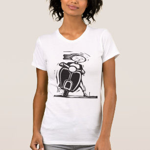 スクーターレディースTシャツに乗っている女の子 Tシャツ