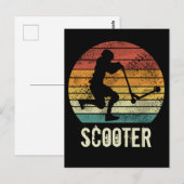 スクーターヴィンテージサンセットレトロEスクーターデザイン ポストカード (正面/裏面)