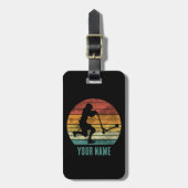 スクーターヴィンテージサンセットレトロEスクーターデザイン ラゲッジタグ (正面縦)