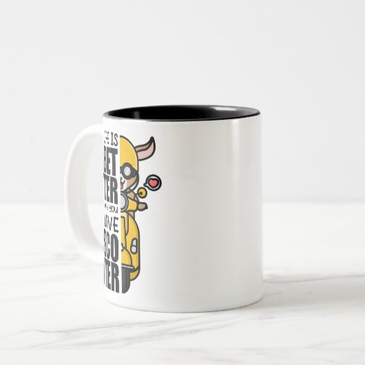 スクーター乗りヤギT型 ツートーンマグカップ (正面左)