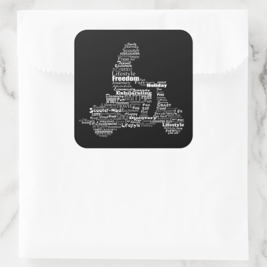 スクーター単語のコラージュのシール スクエアシール (バッグ)
