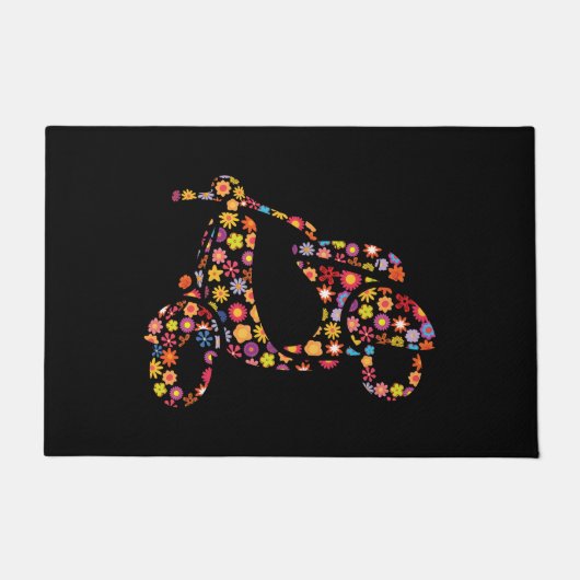 スクーター花の模様 ドアマット (正面)