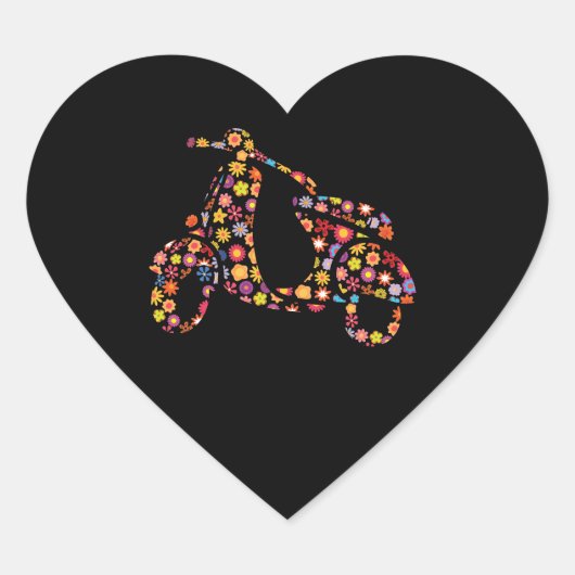 スクーター花の模様 ハートシール (正面)
