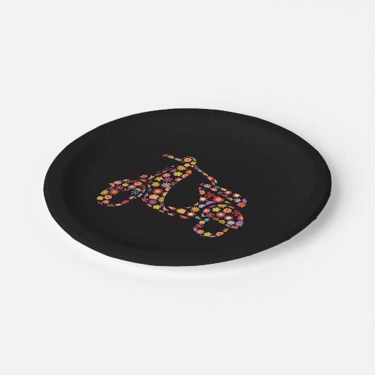 スクーター花の模様 ペーパープレート (アングル)