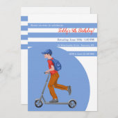 スクーター誕生パーティーの少年 招待状 (正面/裏面)