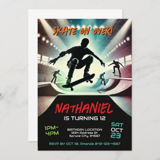 スクーター誕生日招待状for boys 招待状 (正面/裏面)