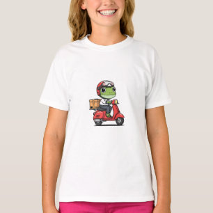スクーター配達カエルの子供たち Tシャツ