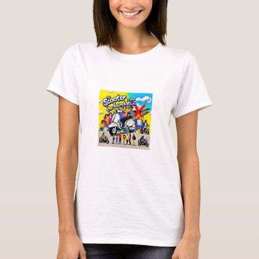 スクーター革命:おもしろいの基礎 Tシャツ (正面)