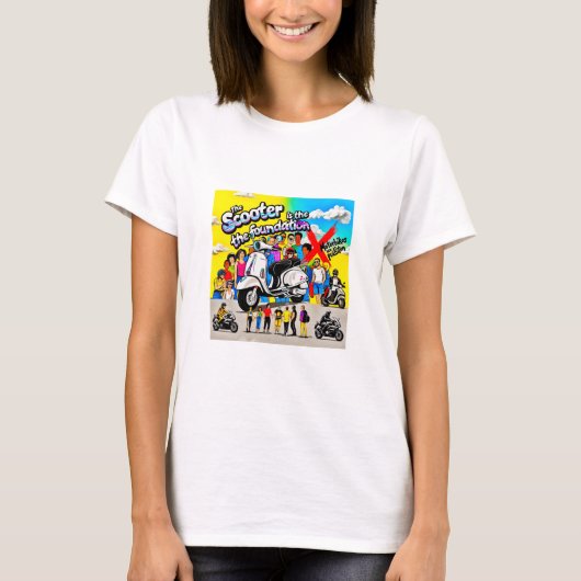 スクーター革命:おもしろいの基礎 Tシャツ (正面)