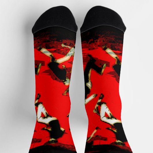 スクーター飛んでいるマニア – スタントスクーターのトリック靴下 ソックス (上部)