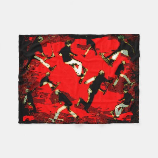 スクーター飛んでいるマニア – スタントスクーターのトリック フリースブランケット (正面(横))