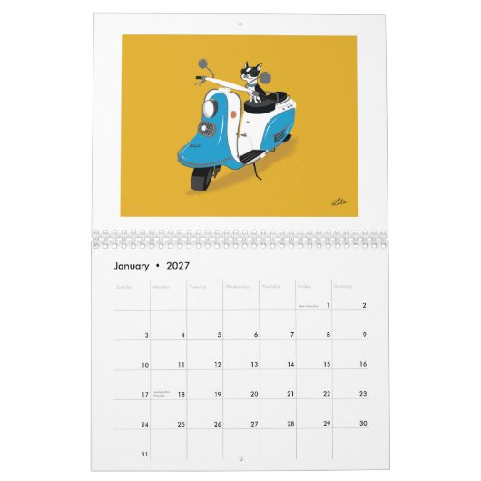 スクーター2015のカレンダーの*reprinted*のブギウギ カレンダー (1月 2027)
