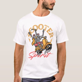 スクーター スピリット - レトロ スケルトン ライダー デザイン Tシャツ