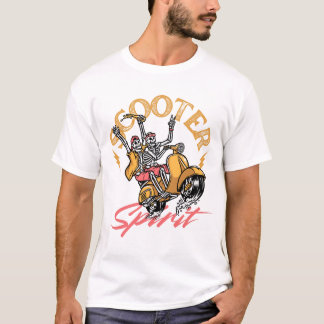 スクーター スピリット - レトロ スケルトン ライダー デザイン Tシャツ