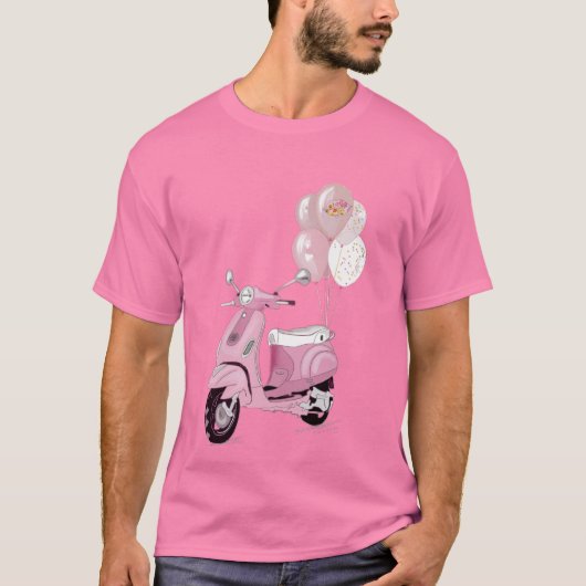 スクーター ピンクスクーターTシャツ Tシャツ (正面)