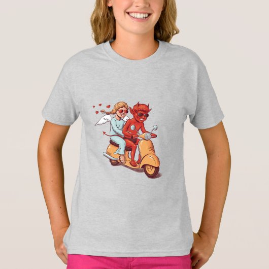 スクーターLOVE 〜悪魔と天使のキッズ〜 Tシャツ (正面)