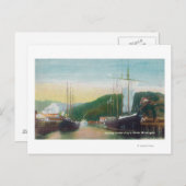 スクーナーズシーンに木材をロードする ポストカード (正面/裏面)