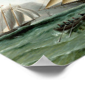 スクーナーモホークオブサンディフックライトハウス ポスター (角)