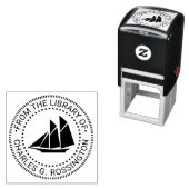 スクーナー帆船 航海 図書館 本の名前 セルフインキングスタンプ (インサイチュ)