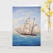 スクーナー船の父の日カード カード (黄色い花)