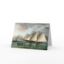 スクーナー船の父の日用カード