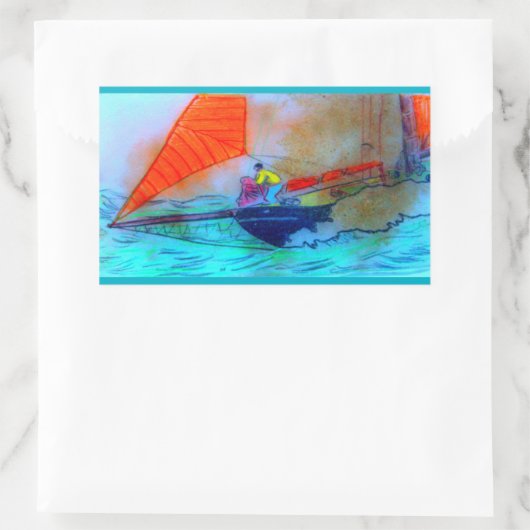 スクーナー船の赤いシール 長方形シール (バッグ)