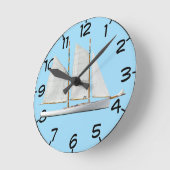 スクーナー船数 ラウンド壁時計 (傾斜)