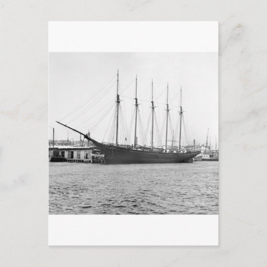 スクーナー船5人、1800代 ポストカード (正面)
